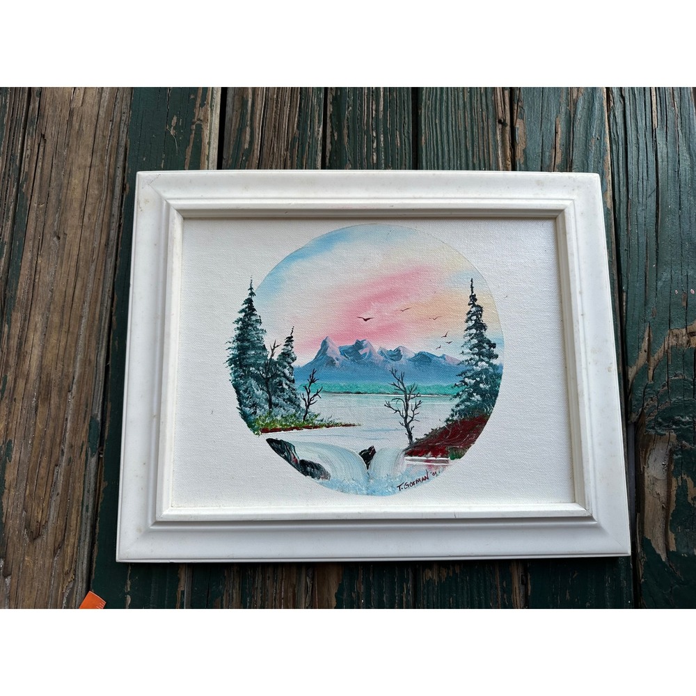 T Gorman Signed Original Oil Painting Mountain Landscape Waterfall Framed 2001